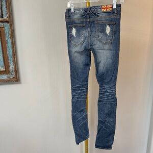 Machine Nouvelle Mode Blue Distressed Skinny Jeans 27